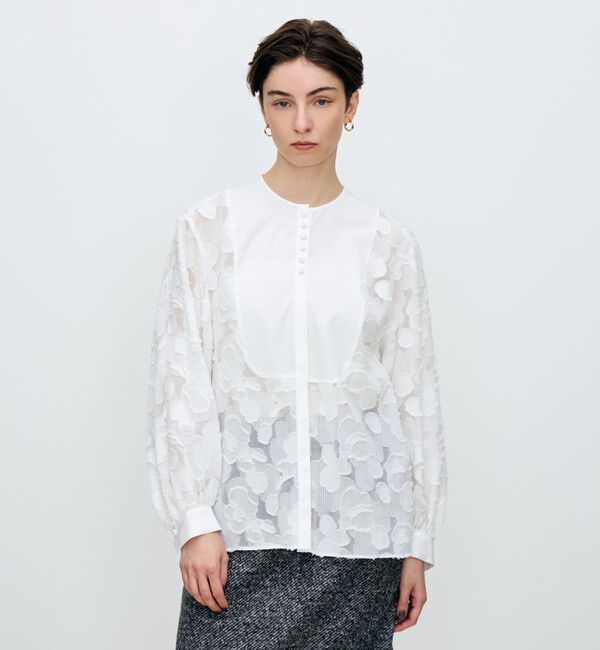 TOMORROWLAND collection「レイヤーカットジャカード ボザムコンビブラウス」|シャツ・ブラウス|