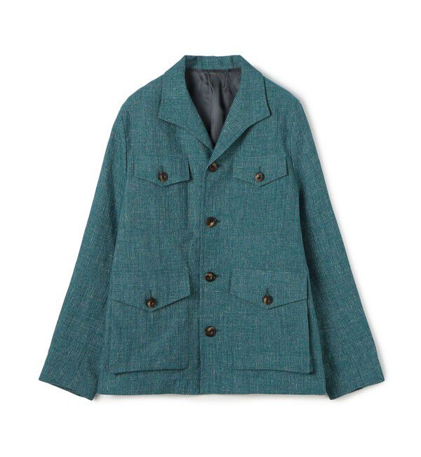 CABaN「コットンリネンスラブ 4ポケットカバーオールジャケット」|テーラードジャケット|65 ブルー