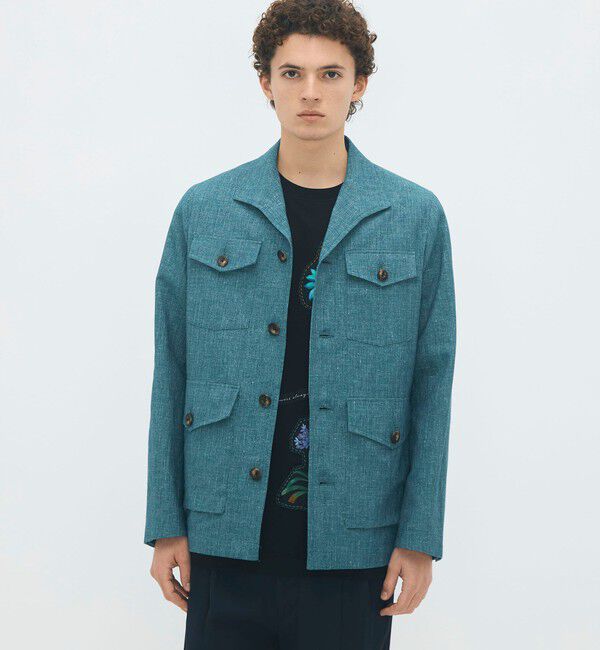 CABaN「コットンリネンスラブ 4ポケットカバーオールジャケット」|テーラードジャケット|