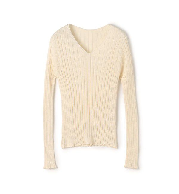 DES PRES「ドメスティックスパンシルク Vネックプルオーバー」|ニット・セーター|11 ホワイト