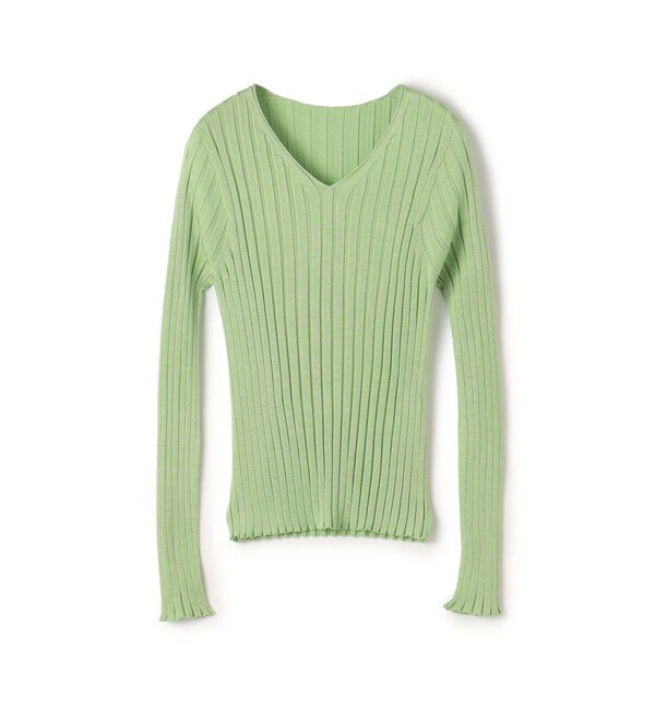 DES PRES「ドメスティックスパンシルク Vネックプルオーバー」|ニット・セーター|53 グリーン