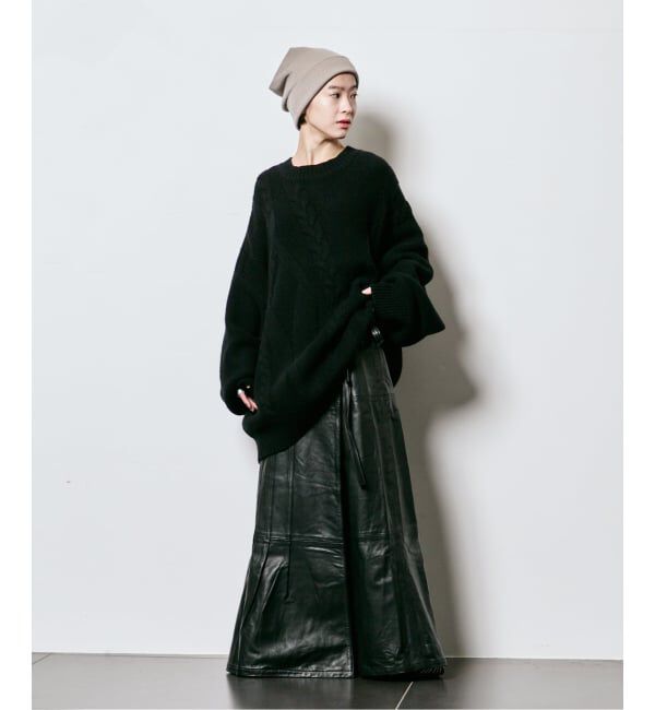  「SEEALL LEATHER ASYMMETRIC SKIRT SAW51/SK502：スカート」|スカート|