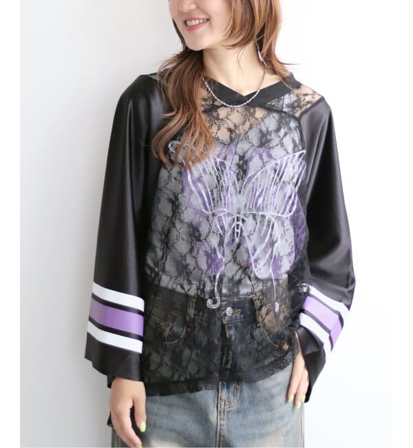 JOINT WORKS「ANNA SUI NYC バタフライプリントゲームシャツ」|Tシャツ・カットソー|ブラック