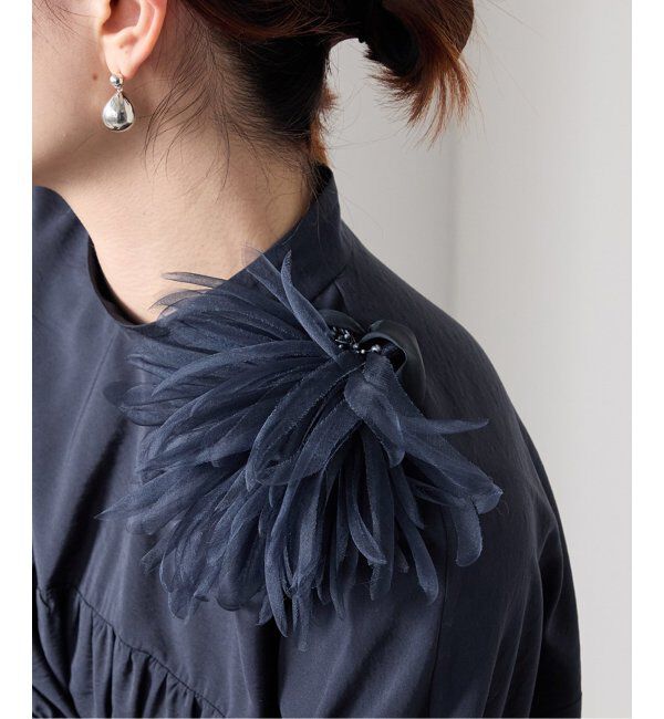 VERMEIL par iena「《追加》シルクオーガンジーコサージュ」|ブローチ・コサージュ|ネイビー