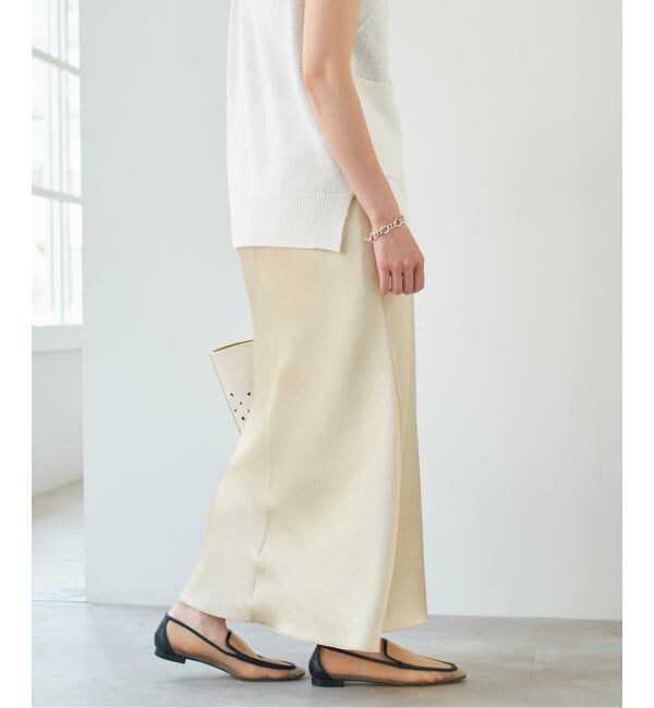 IENA「《WEB・一部店舗限定 追加12》ダブルサテンスカート」|スカート|