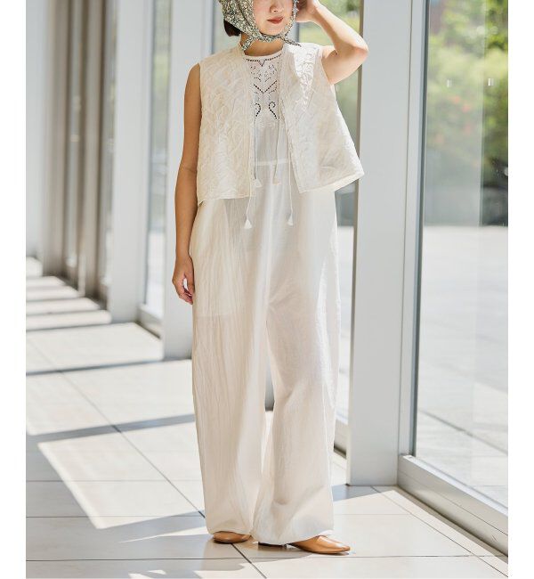 IENA LA BOUCLE「《追加》IENA LA BOUCLE カットワークレースオールインワン2」|オールインワン|ホワイト