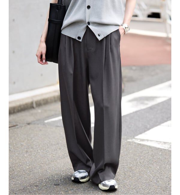 SLOBE IENA「PEツイルワイド2タックスラックス」|スラックス|