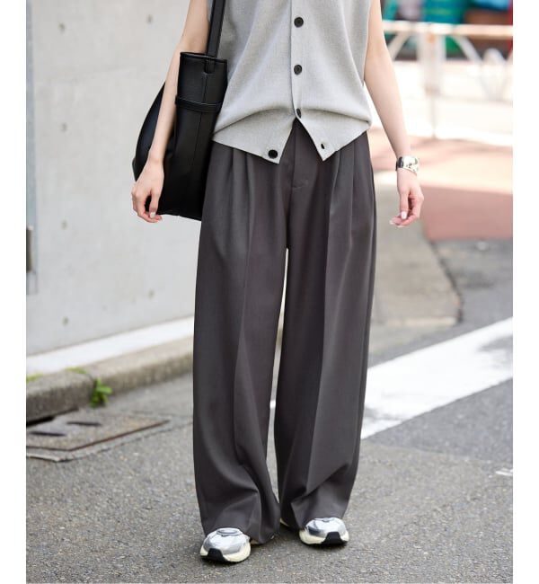 SLOBE IENA「PEツイルワイド2タックスラックス」|スラックス|