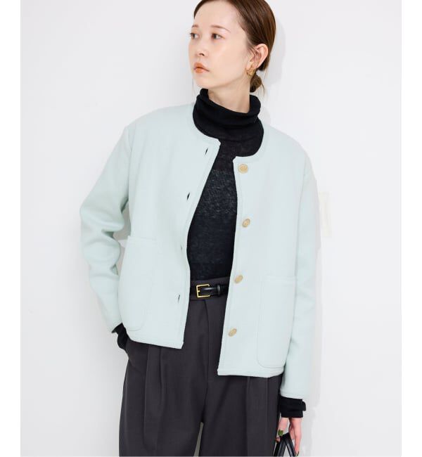 SLOBE IENA「《一部WEB・店舗限定カラーあり》ダブルフェイスニットジャケット」|カーディガン|