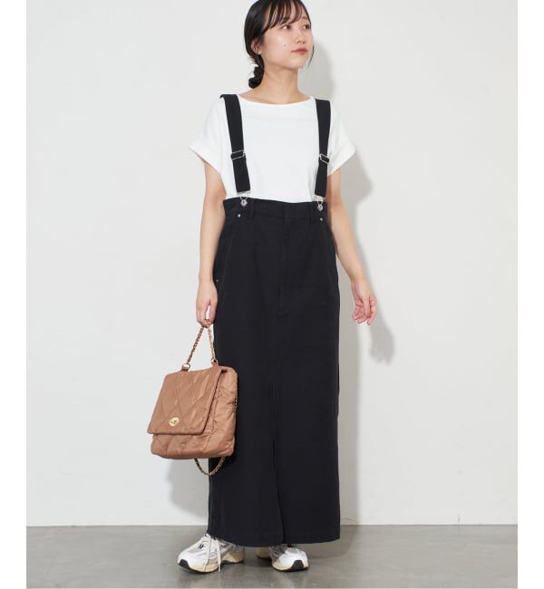 SLOBE IENA「《WEB限定/追加》ハイウエストジャンパースカート」|スカート|ブラック