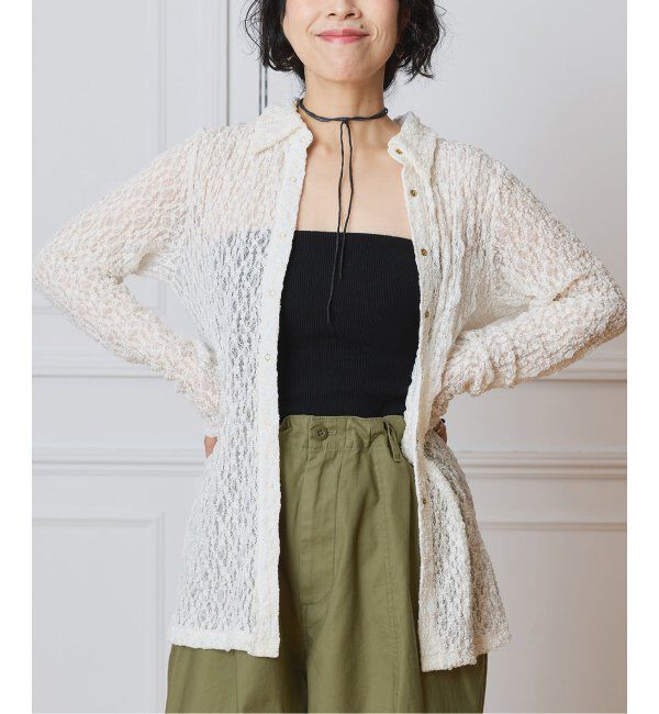 IENA LA BOUCLE「IENA LA BOUCLE ストレッチレースシャツ」|シャツ・ブラウス|ホワイト
