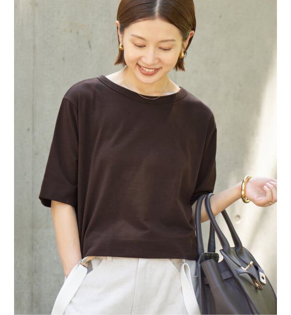 IENA「《WEB限定/追加》クロップドTシャツ」|Tシャツ・カットソー|ブラウン