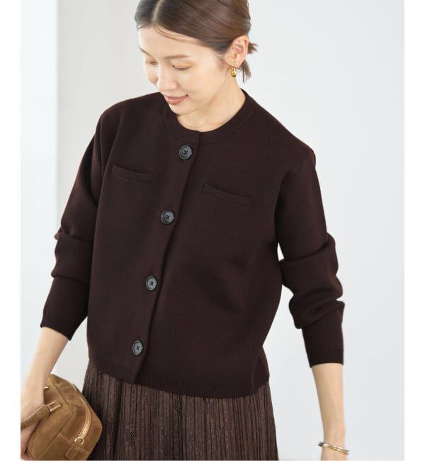IENA「スーパーファインスムースクルーカーディガン」|カーディガン|