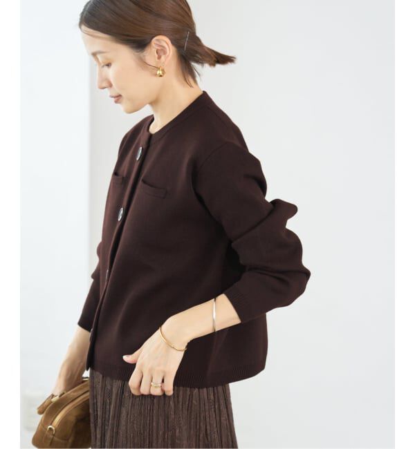 IENA「スーパーファインスムースクルーカーディガン」|カーディガン|