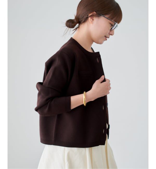 IENA「スーパーファインスムースクルーカーディガン」|カーディガン|