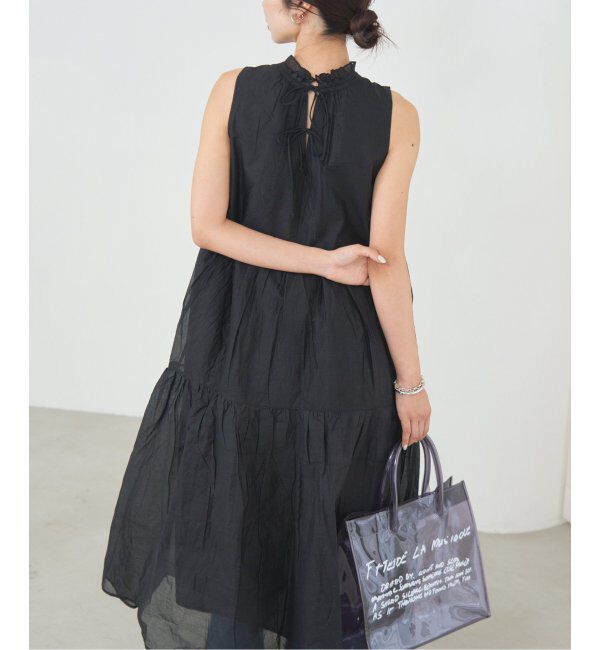 IENA「MARILYN MOON/マリリンムーン Sheer gather OP ワンピース」|ワンピース|ブラック