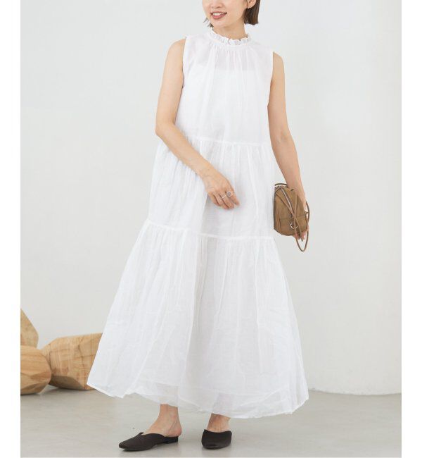 IENA「MARILYN MOON/マリリンムーン Sheer gather OP ワンピース」|ワンピース|ホワイト