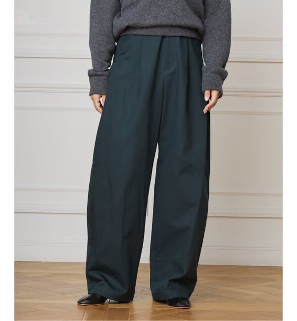 IENA LA BOUCLE「IENA LA BOUCLE ハイカウントツイルバレルパンツ」|その他|グリーン