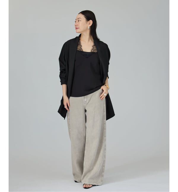 VERMEIL par iena「《予約》Room no.8 BLACK ルームエイト ブラックサテンレースブラウス BR8S-206-19323」|シャツ・ブラウス|