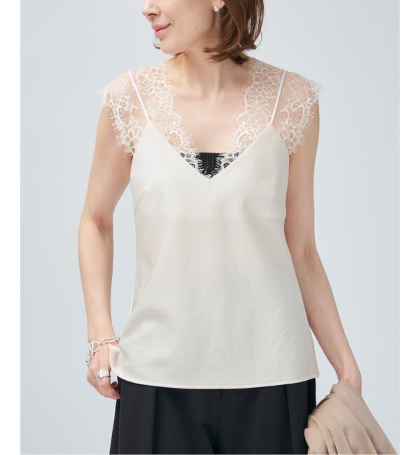 VERMEIL par iena「《予約》Room no.8 BLACK ルームエイト ブラックサテンレースブラウス BR8S-206-19323」|シャツ・ブラウス|