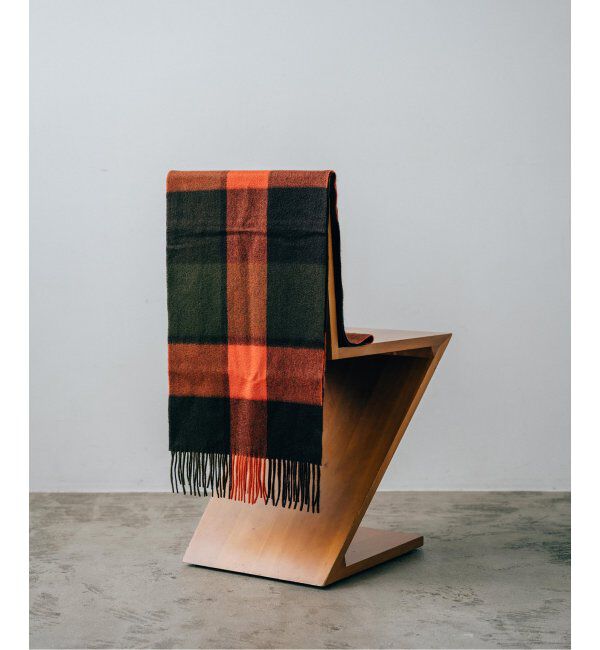 EDIFICE「Joshua Ellis(ジョシュア エリス) PLAID CHECK 35&times;190」|マフラー|レッド