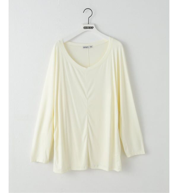 PULP「【Geek Office / ギークオフィス】OPEN YY Knitted SCOOP NECK LOUNGE TOP」|Tシャツ・カットソー|ホワイト