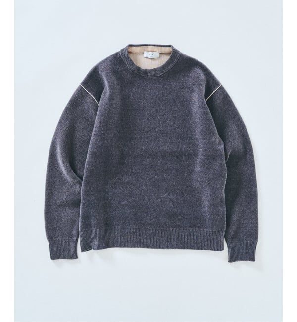 417 EDIFICE「モールニット カラーリブ プルオーバー」|ニット・セーター|グレー