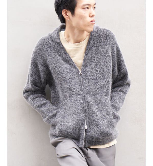 PULP「PULP / モヘヤブレンドニット ジップアップフードカーディガン」|カーディガン|