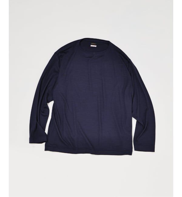 EDIFICE「【L`etiquette &times; EDIFICE】ウール ボート ネック Tシャツ」|Tシャツ・カットソー|ネイビー