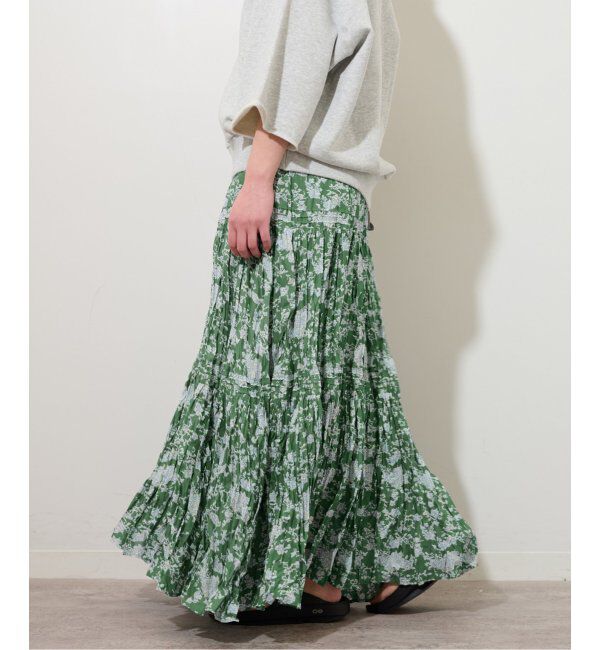 JOURNAL STANDARD relume「《追加》コットンボイルクリンクルティアードフラワー」|スカート|グリーン
