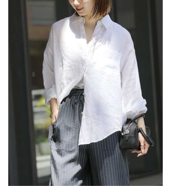 JOURNAL STANDARD relume「《追加》手洗い可 / カラーリネンオーバーサイズシャツ」|シャツ・ブラウス|ホワイト