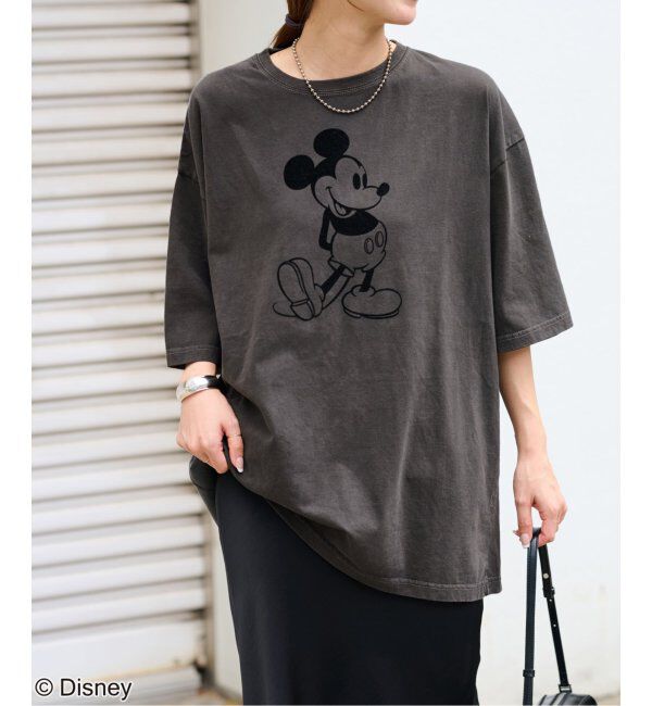 JOURNAL STANDARD relume「【GOOD ROCK SPEED】＜MICKEY MOUSE＞フロッキープリントTシャツ」|Tシャツ・カットソー|ブラック A