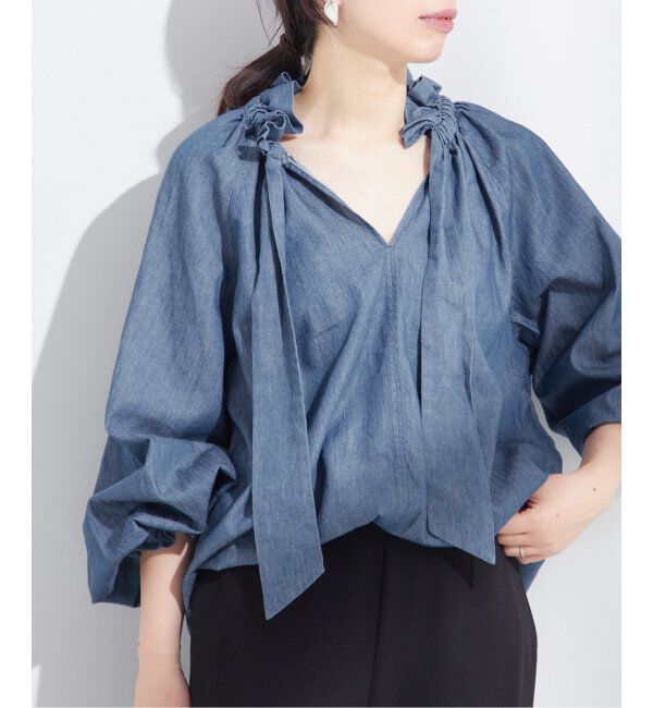 journal standard L'essage「《追加》5OZ デニム リボンブラウス」|シャツ・ブラウス|