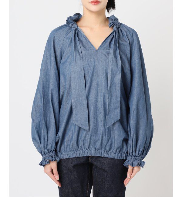 journal standard L'essage「《追加》5OZ デニム リボンブラウス」|シャツ・ブラウス|