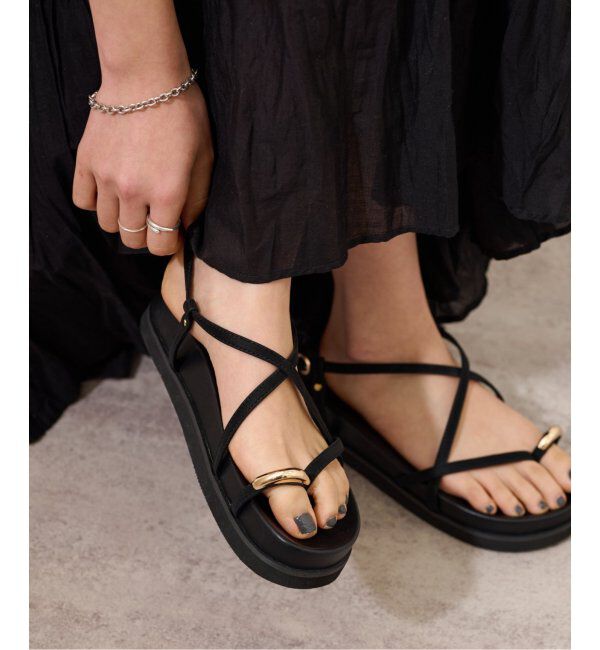 JOURNAL STANDARD relume「《WEB限定追加3》RELUME クロスストラッププラットフォームサンダル」|サンダル|ブラック