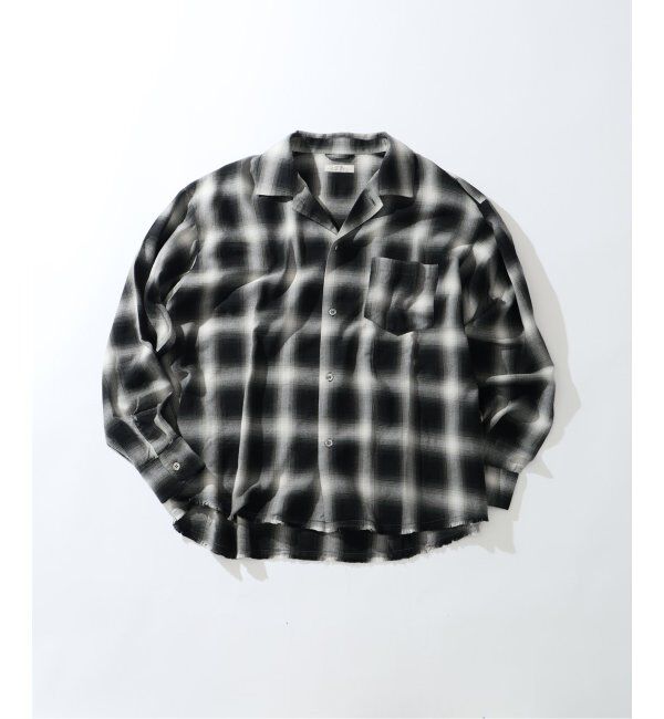 JOURNAL STANDARD relume「レーヨン アンカット フリンジ チェックシャツ」|シャツ・ブラウス|ブラック