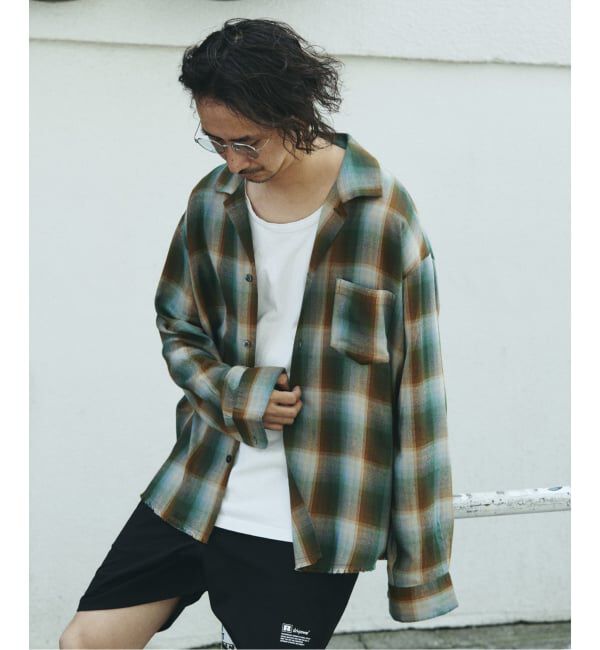 JOURNAL STANDARD relume「レーヨン アンカット フリンジ チェックシャツ」|シャツ・ブラウス|