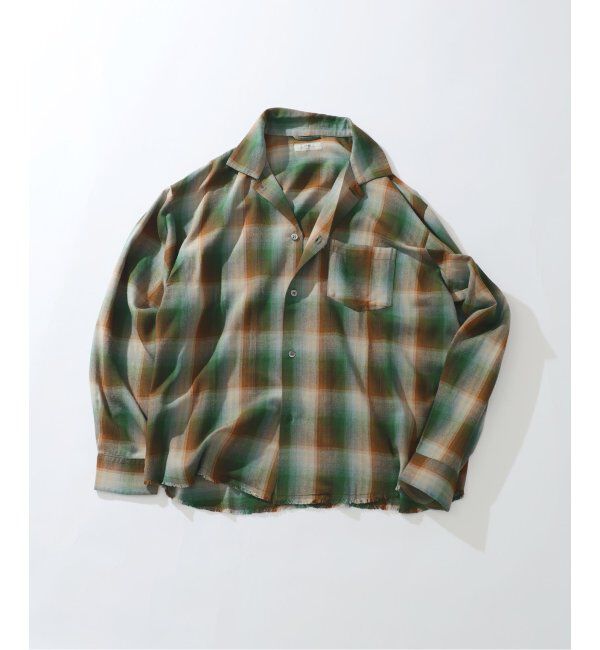 JOURNAL STANDARD relume「レーヨン アンカット フリンジ チェックシャツ」|シャツ・ブラウス|グリーン