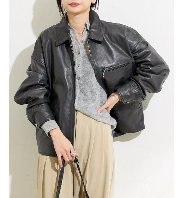 JOURNAL STANDARD「別注【Schott/ショット】LEATHER TRACKER JACKET SMU」|ライダースジャケット|ブラック