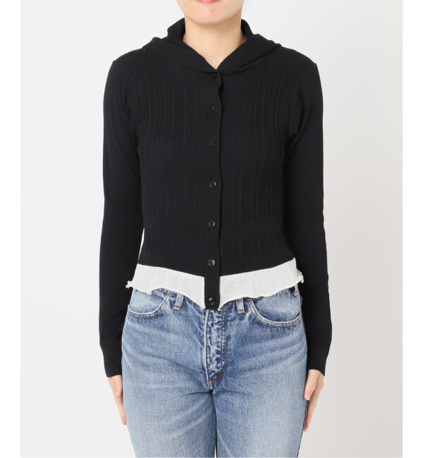 journal standard L'essage「【JANE SMITH】16G RIB HOOD CARDIGAN：ニットカーディガン」|カーディガン|