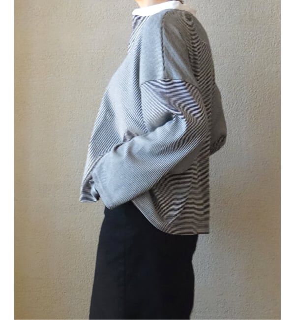 journal standard luxe「テレコボーダー ヘンリーネックプルオーバー」|Tシャツ・カットソー|