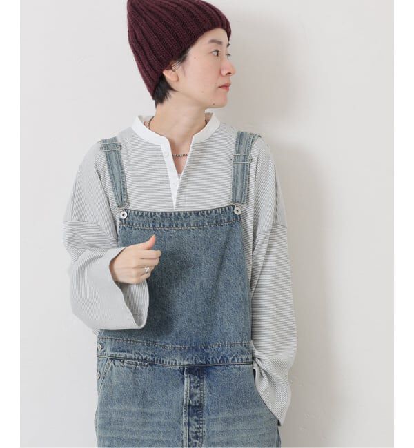 journal standard luxe「テレコボーダー ヘンリーネックプルオーバー」|Tシャツ・カットソー|グレーA