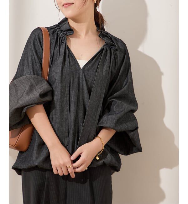 journal standard L'essage「5OZ デニム リボンブラウス 2」|シャツ・ブラウス|