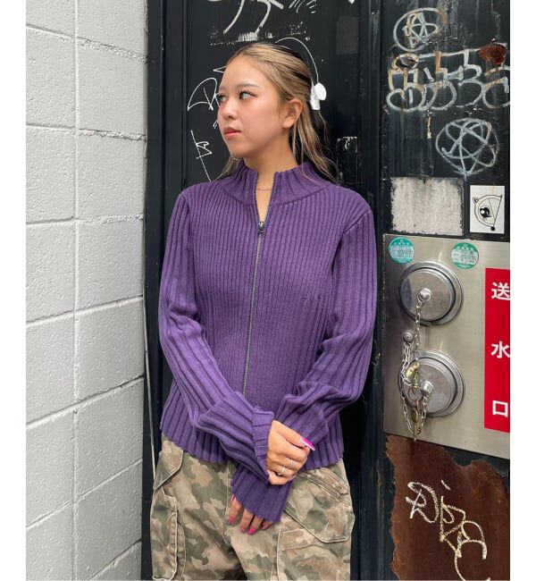 Oriens JOURNAL STANDARD「フロントジップリブニット」|ニット・セーター|パープル