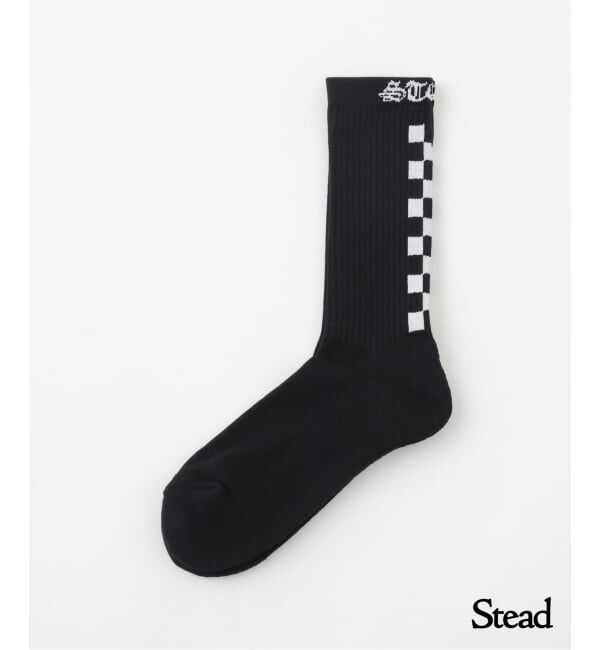 J.S.Homestead「Stead / チェッカー フラッグ ソックス」|ソックス|ブラック