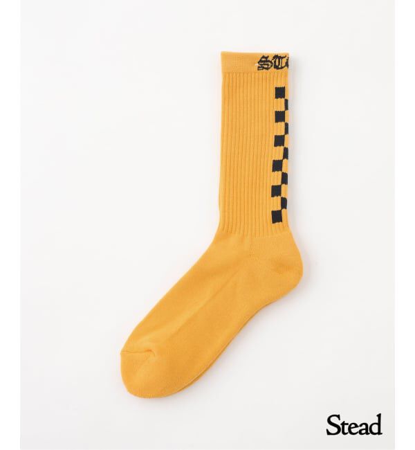 J.S.Homestead「Stead / チェッカー フラッグ ソックス」|ソックス|マスタード
