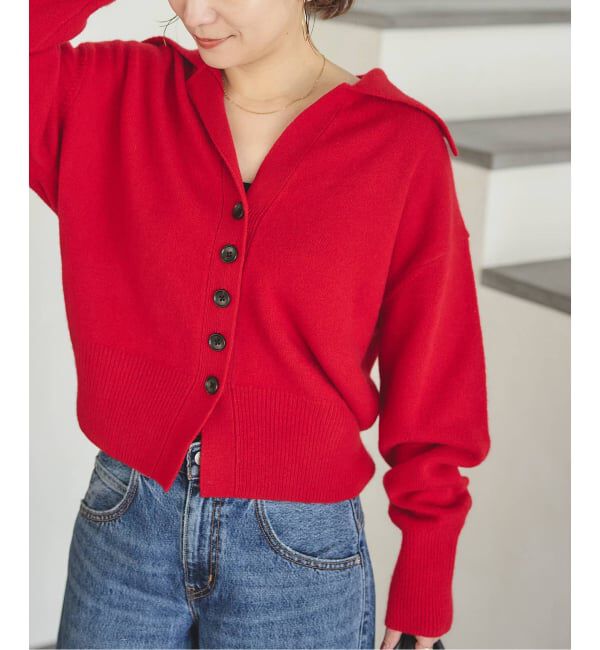 JOURNAL STANDARD「《追加3》MUSICオープンカラーカーディガン」|カーディガン|レッド