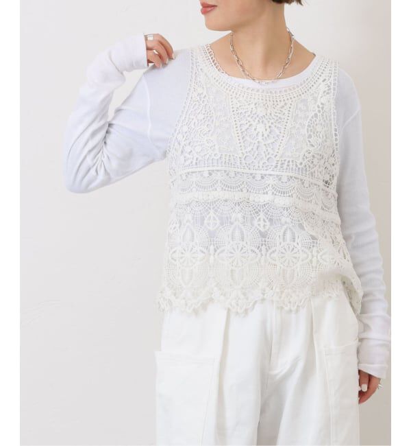 journal standard luxe「《追加予約》レースMIXノースリーブブラウス（010/040）」|シャツ・ブラウス|