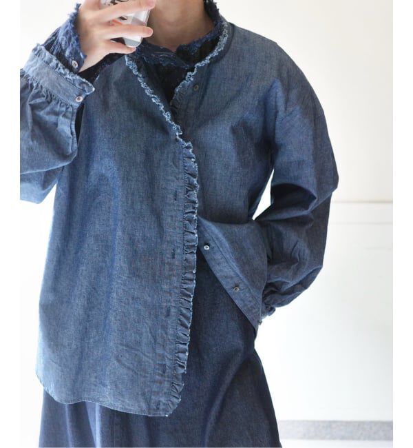 journal standard luxe「BLUEフリルブラウス」|シャツ・ブラウス|ネイビー B