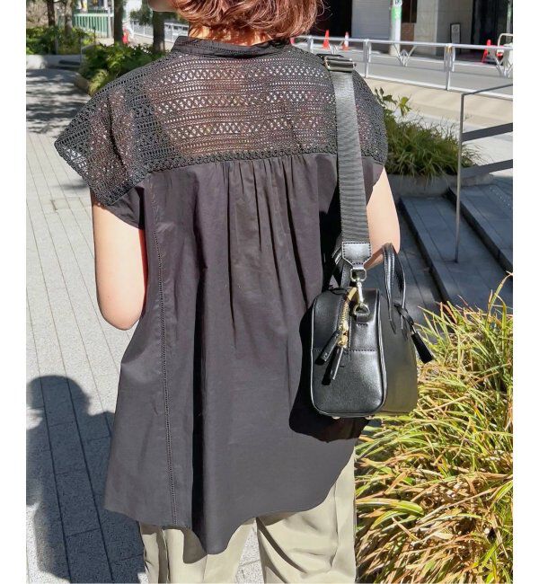 Spick and Span「≪追加≫ケミカルレーススタンドカラーブラウス」|シャツ・ブラウス|ブラック